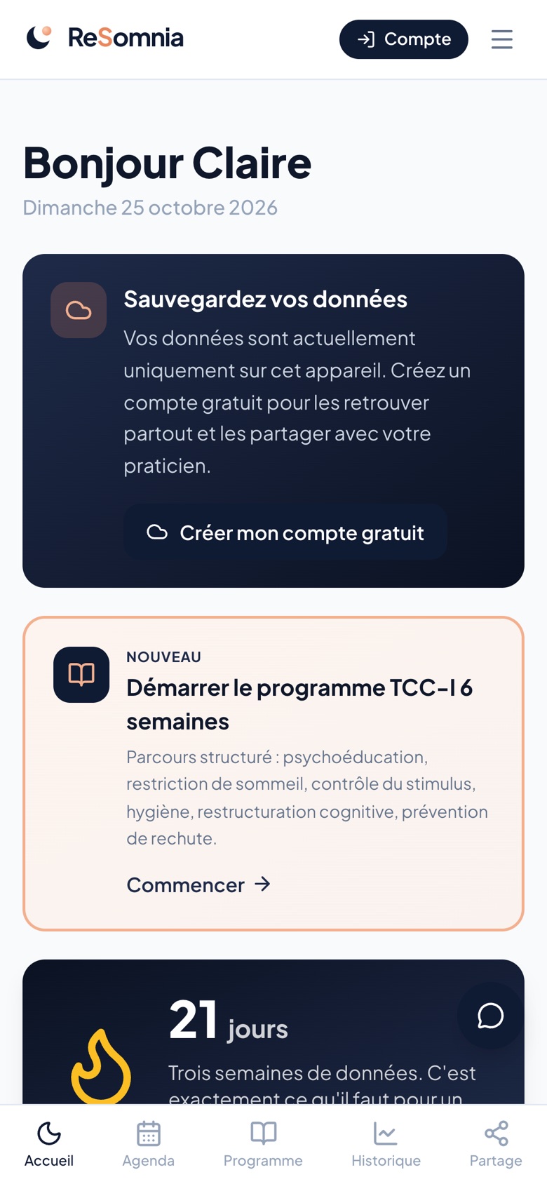 ReSomnia: learn to sleep again with CBT-I